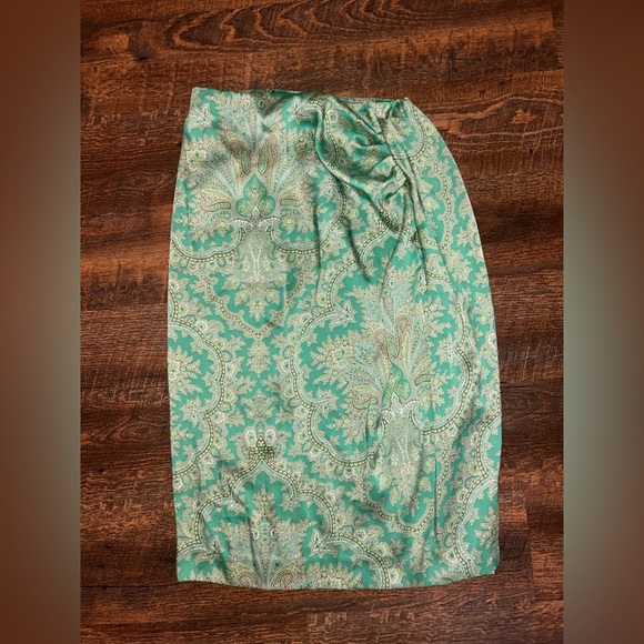 J. Crew Collection size 2 sarong skirt in aqua Ratti pendant paisley - Picture 2 of 4